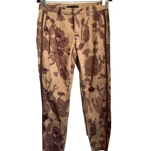 Women's Mac Jeans Floral Cactus Tan Brown Print Chino Galloon Pants - 32" Waist